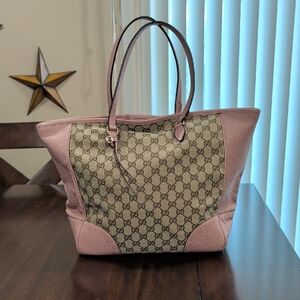 Gucci Pink and Beige Signature Tote